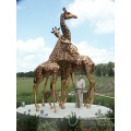 art deco Gran tamaño estatua de bronce jardín decoración metal jirafa
